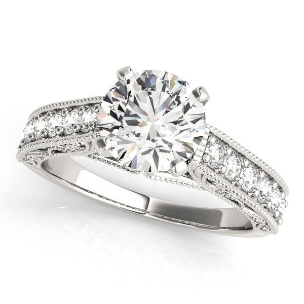 Vintage Royal Channel Cathedral Round Engagement Ring - Elgrissy Diamonds