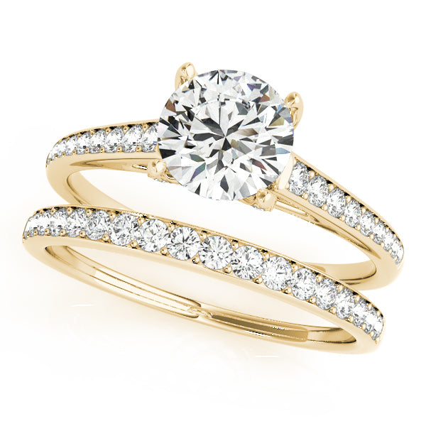 Reverse Tapered Cathedral Pavé Wrap Round Engagement Ring - Elgrissy Diamonds