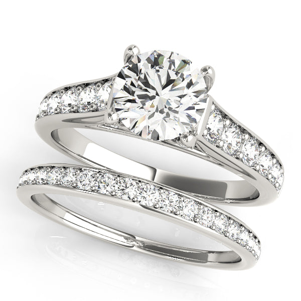 Reverse Tapered Cathedral Pavé Wrap Round Engagement Ring - Elgrissy Diamonds