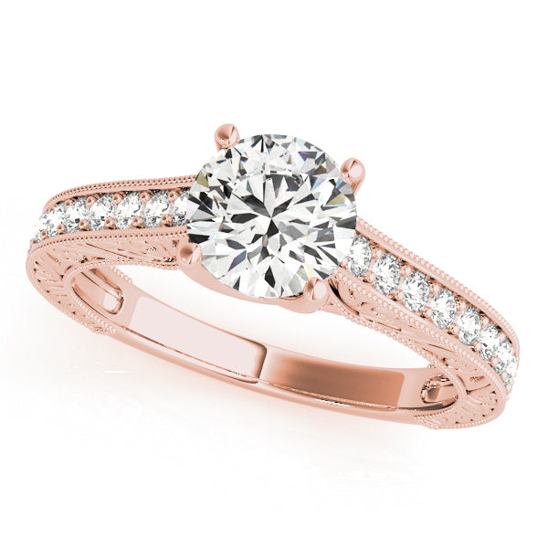 Vintage Channel Trellis Round Engagement Ring - Elgrissy Diamonds