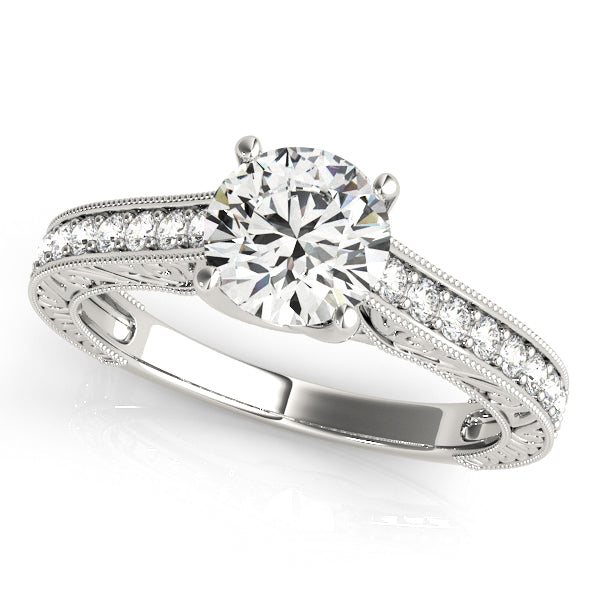 Vintage Channel Trellis Round Engagement Ring - Elgrissy Diamonds