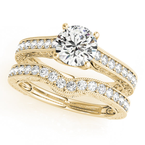 Vintage Channel Trellis Round Engagement Ring - Elgrissy Diamonds