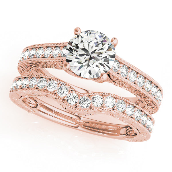 Vintage Channel Trellis Round Engagement Ring - Elgrissy Diamonds