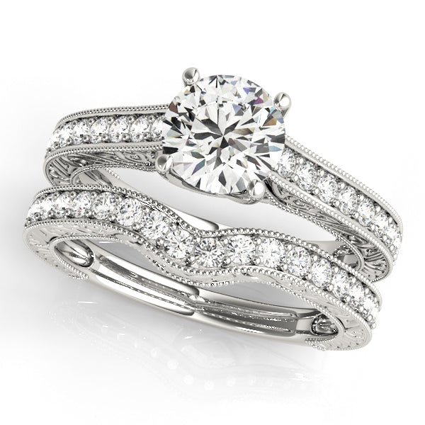 Vintage Channel Trellis Round Engagement Ring - Elgrissy Diamonds