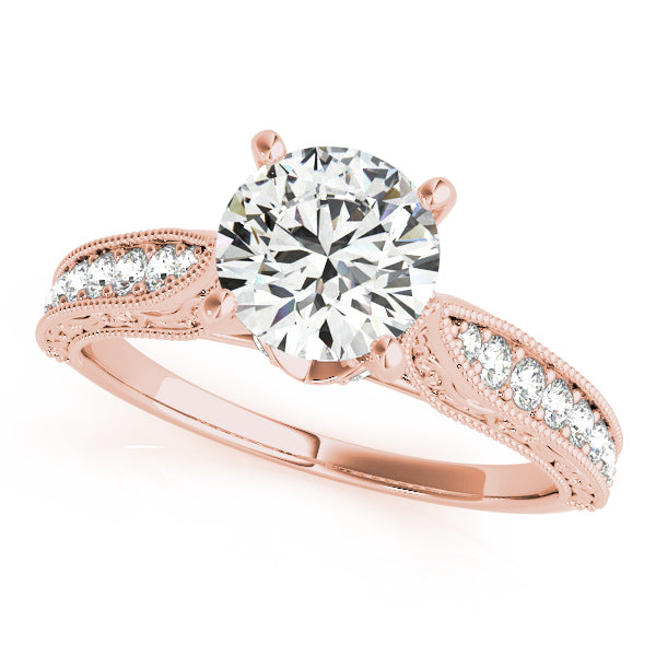 Enchanted Crown Chanel Cathedral Round Engagement Ring - Elgrissy Diamonds