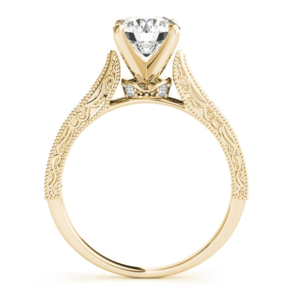 Enchanted Crown Chanel Cathedral Round Engagement Ring - Elgrissy Diamonds