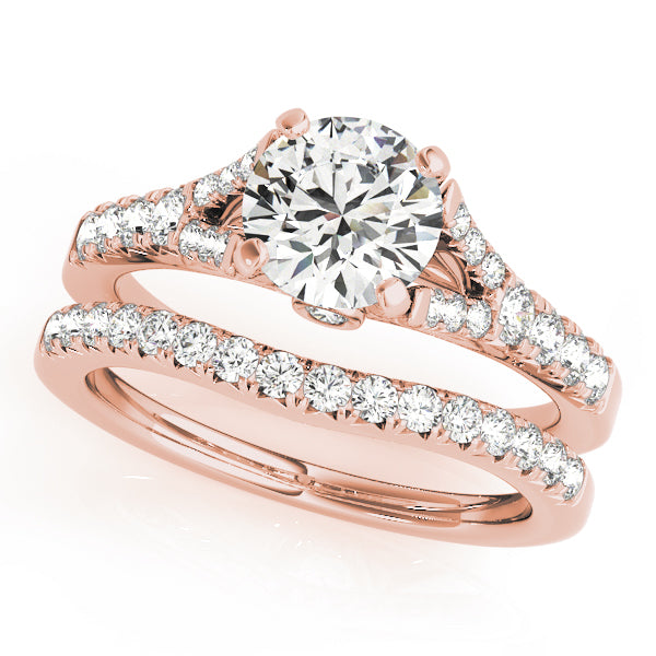 Pavé Split Shank Peekaboo Round Engagement Ring - Elgrissy Diamonds