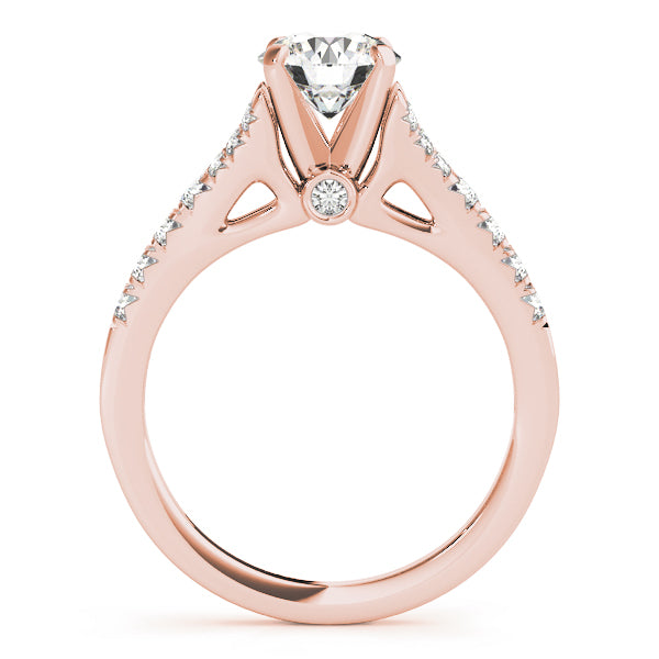 Pavé Split Shank Peekaboo Round Engagement Ring - Elgrissy Diamonds