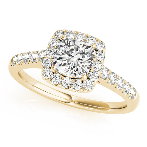 Lotus Cushion Halo Pavé Cathedral Engagement Ring - Elgrissy Diamonds