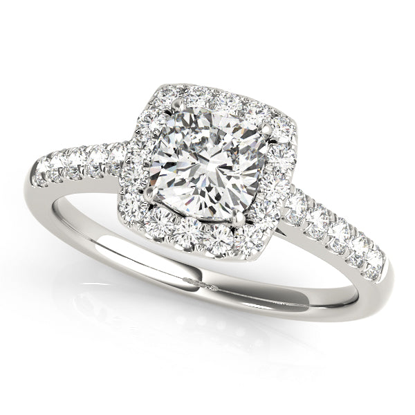 Lotus Cushion Halo Pavé Cathedral Engagement Ring - Elgrissy Diamonds