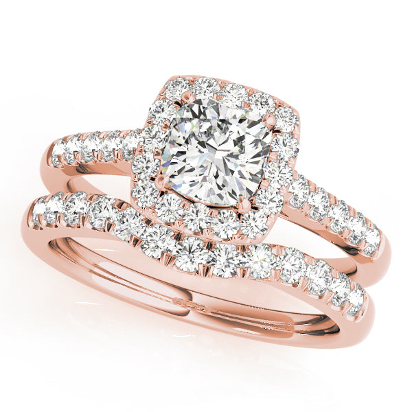 Lotus Cushion Halo Pavé Cathedral Engagement Ring - Elgrissy Diamonds