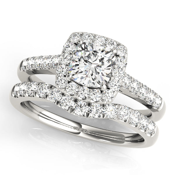 Lotus Cushion Halo Pavé Cathedral Engagement Ring - Elgrissy Diamonds