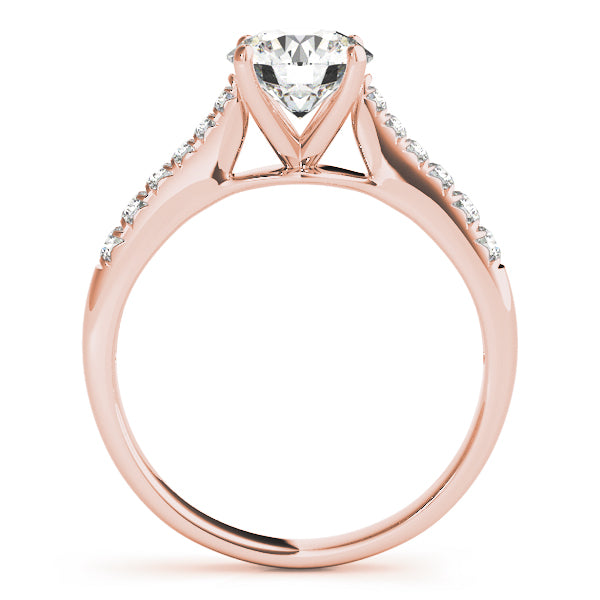 Four Prongs Tapered Pavé Cathedral Round Engagement Ring - Elgrissy Diamonds