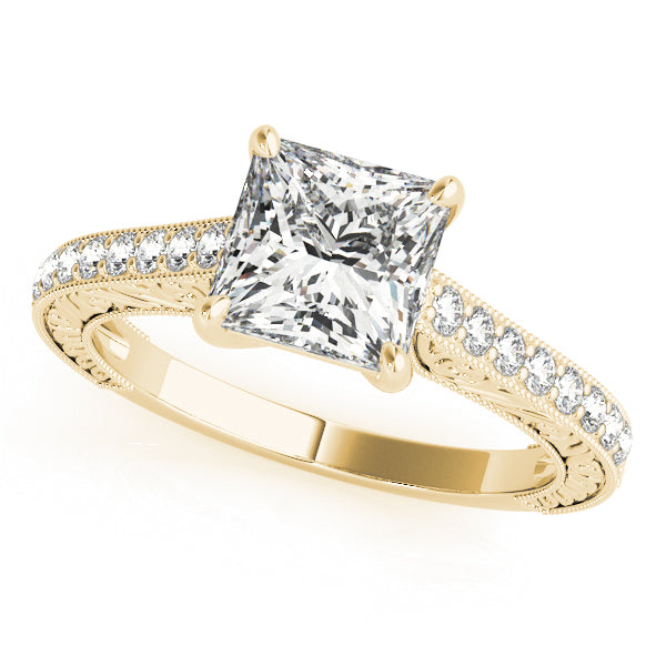Vintage Channel Trellis Princess Cut Engagement Ring - Elgrissy Diamonds