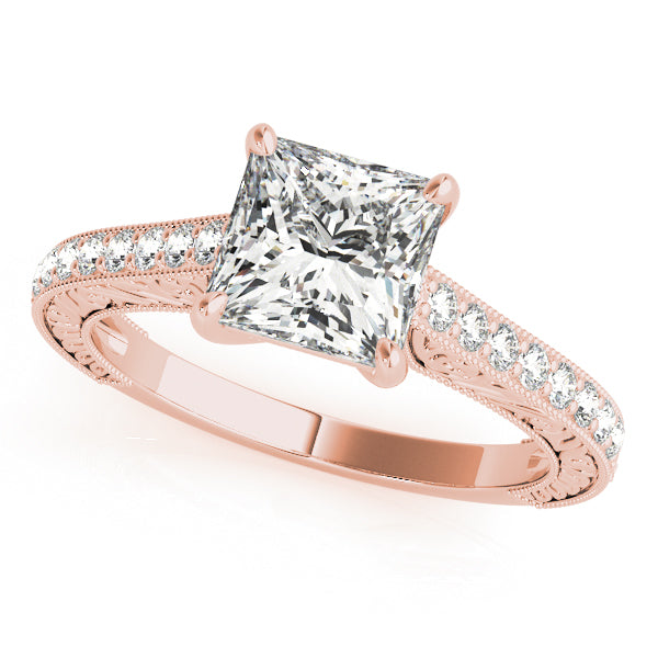 Vintage Channel Trellis Princess Cut Engagement Ring - Elgrissy Diamonds