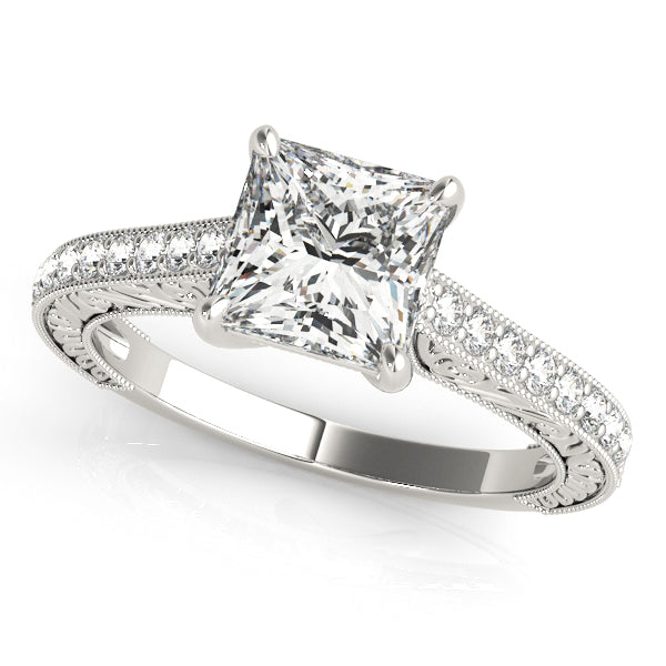 Vintage Channel Trellis Princess Cut Engagement Ring - Elgrissy Diamonds