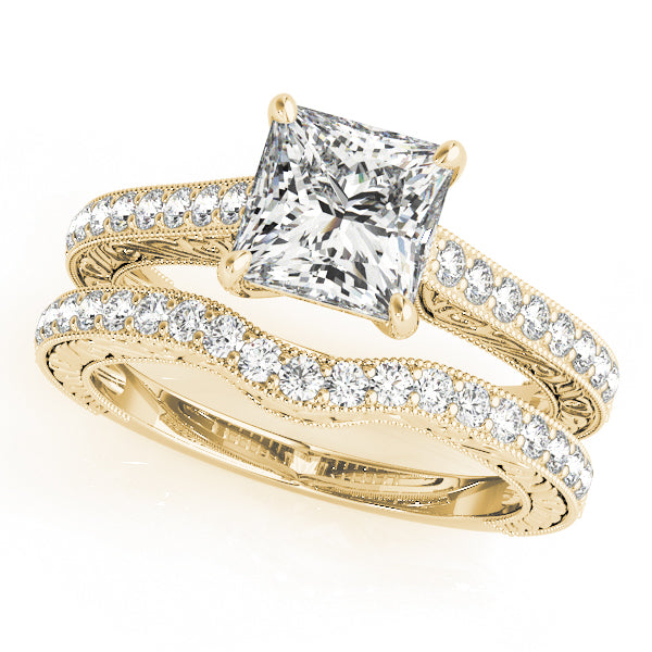 Vintage Channel Trellis Princess Cut Engagement Ring - Elgrissy Diamonds