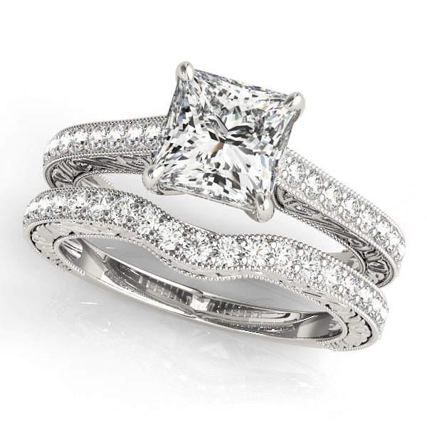 Vintage Channel Trellis Princess Cut Engagement Ring - Elgrissy Diamonds