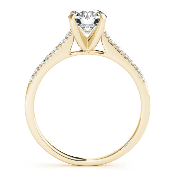 Four Prongs Pavé Cathedral Round Engagement Ring - Elgrissy Diamonds