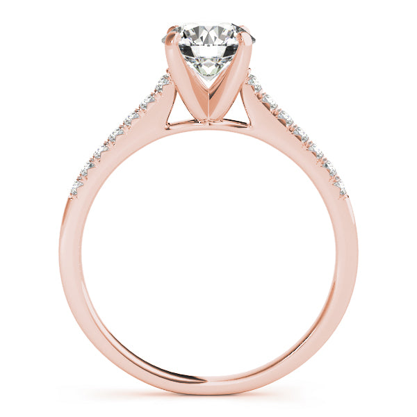 Four Prongs Pavé Cathedral Round Engagement Ring - Elgrissy Diamonds