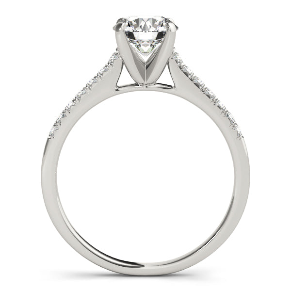 Four Prongs Pavé Cathedral Round Engagement Ring - Elgrissy Diamonds