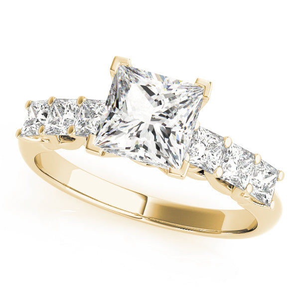 Knife Edge 7 stones Trellis Princess Cut Engagement Ring - Elgrissy Diamonds