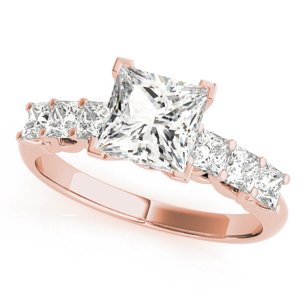 Knife Edge 7 stones Trellis Princess Cut Engagement Ring - Elgrissy Diamonds