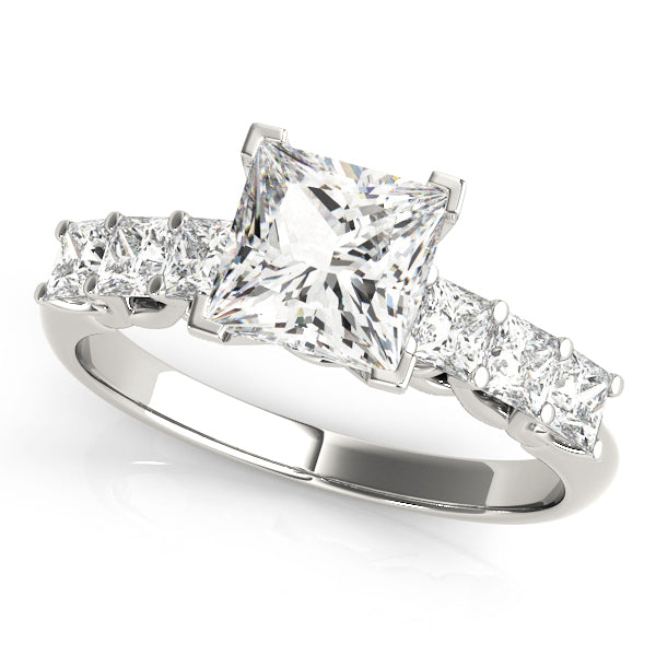 Knife Edge 7 stones Trellis Princess Cut Engagement Ring - Elgrissy Diamonds