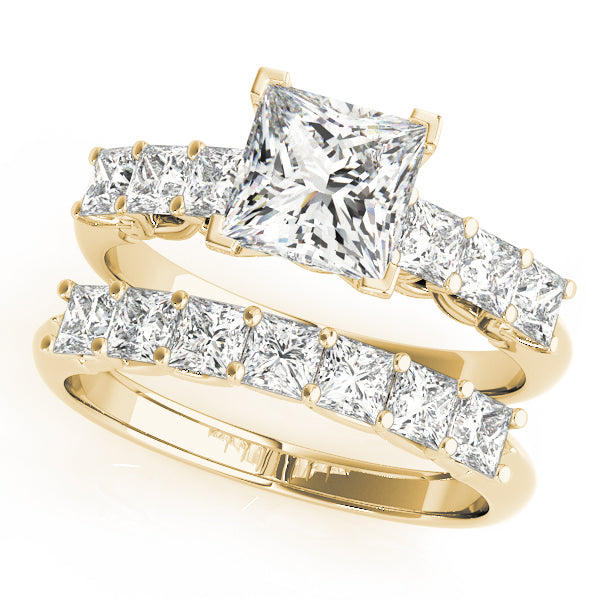 Knife Edge 7 stones Trellis Princess Cut Engagement Ring - Elgrissy Diamonds