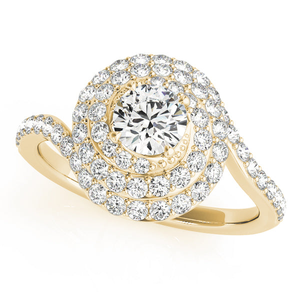 Triple Halo Swirl Round Engagement Ring - Elgrissy Diamonds