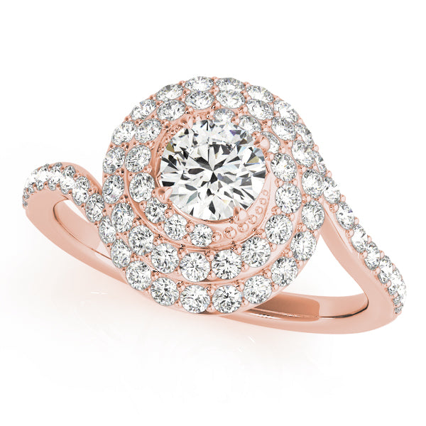 Triple Halo Swirl Round Engagement Ring - Elgrissy Diamonds