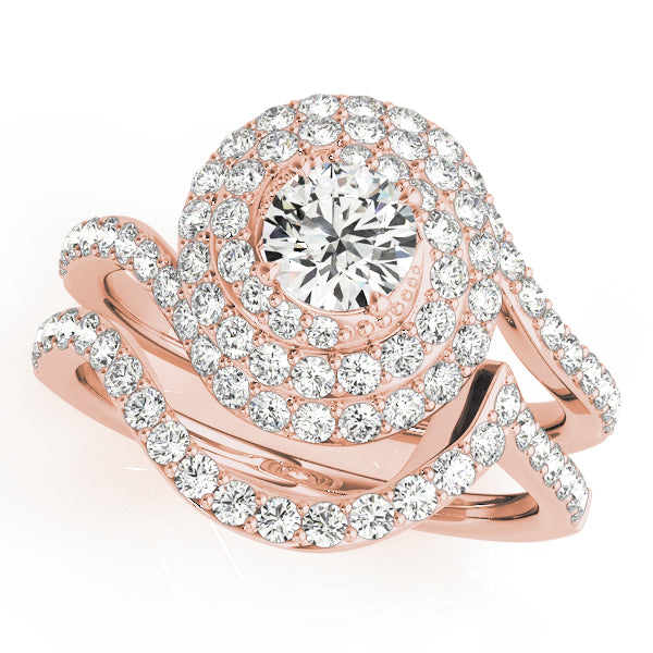 Triple Halo Swirl Round Engagement Ring - Elgrissy Diamonds