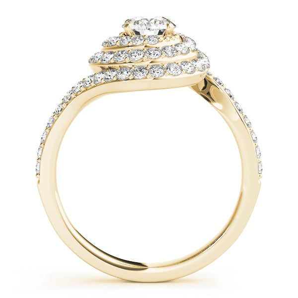 Triple Halo Swirl Round Engagement Ring - Elgrissy Diamonds