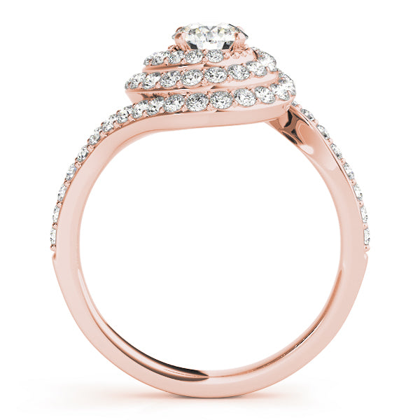 Triple Halo Swirl Round Engagement Ring - Elgrissy Diamonds