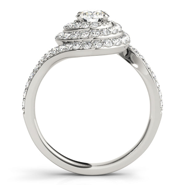 Triple Halo Swirl Round Engagement Ring - Elgrissy Diamonds