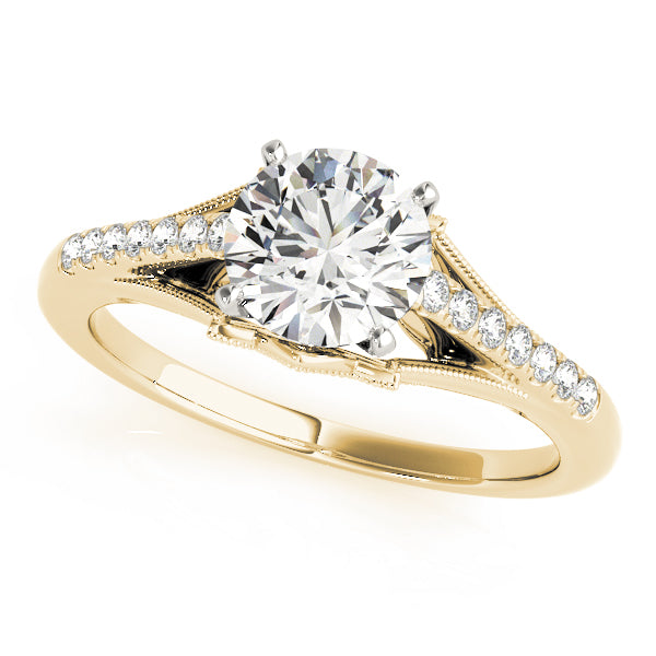 Double Tulip Pavé Cathedral Round Engagement Ring - Elgrissy Diamonds