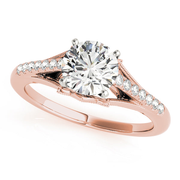 Double Tulip Pavé Cathedral Round Engagement Ring - Elgrissy Diamonds