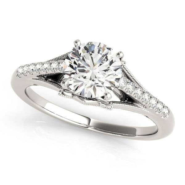 Double Tulip Pavé Cathedral Round Engagement Ring - Elgrissy Diamonds