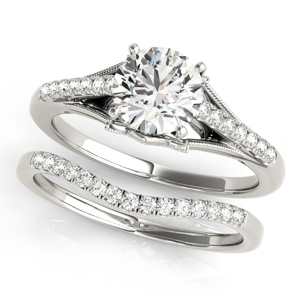 Double Tulip Pavé Cathedral Round Engagement Ring - Elgrissy Diamonds
