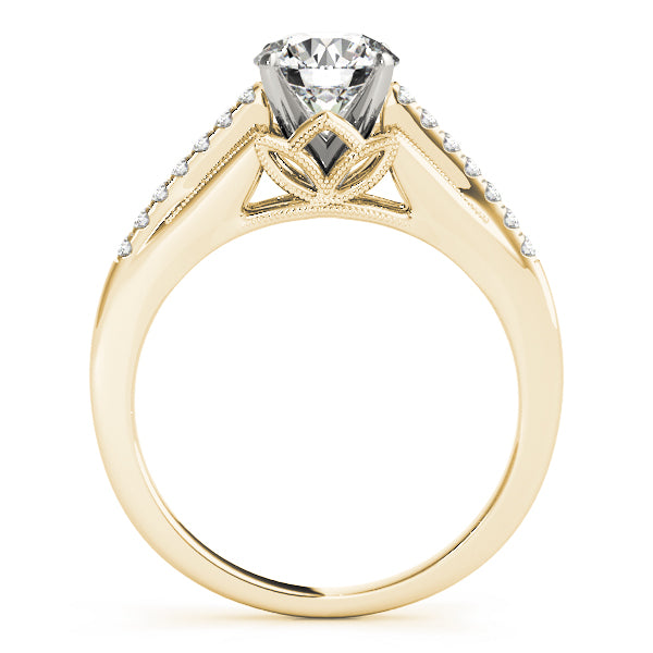 Double Tulip Pavé Cathedral Round Engagement Ring - Elgrissy Diamonds