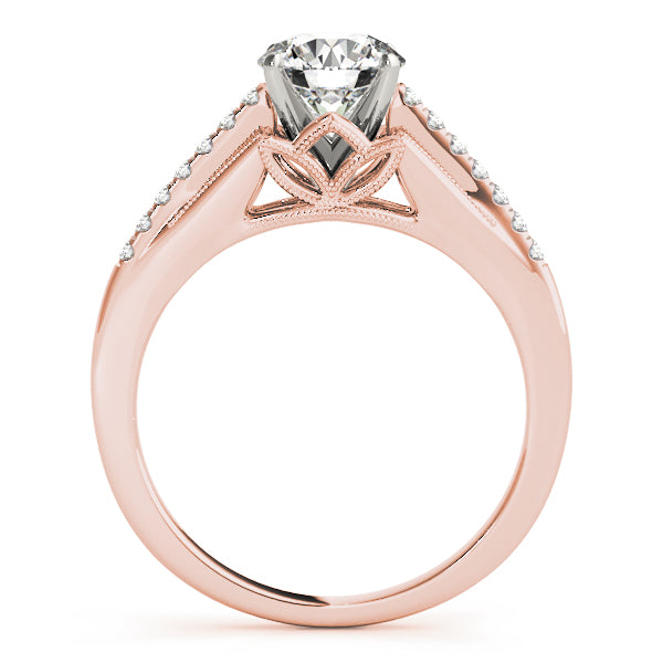 Double Tulip Pavé Cathedral Round Engagement Ring - Elgrissy Diamonds