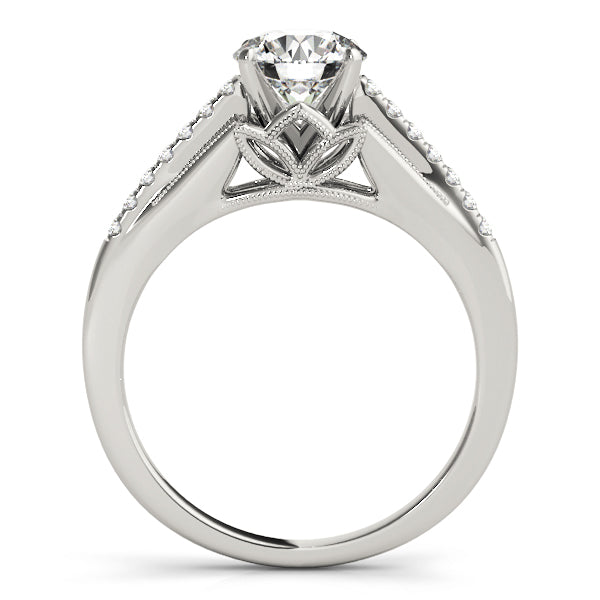 Double Tulip Pavé Cathedral Round Engagement Ring - Elgrissy Diamonds