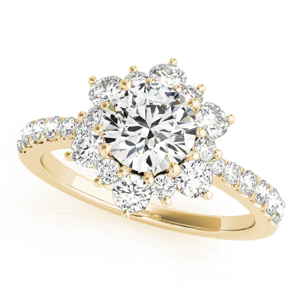 Lotus Halo Cluster Round Engagement Ring - Elgrissy Diamonds