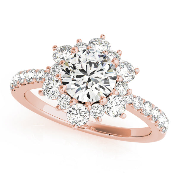 Lotus Halo Cluster Round Engagement Ring - Elgrissy Diamonds