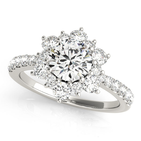 Lotus Halo Cluster Round Engagement Ring - Elgrissy Diamonds