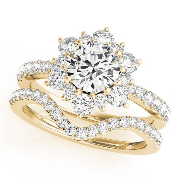 Lotus Halo Cluster Round Engagement Ring - Elgrissy Diamonds