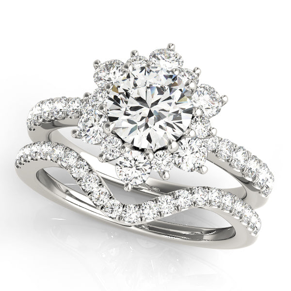 Lotus Halo Cluster Round Engagement Ring - Elgrissy Diamonds