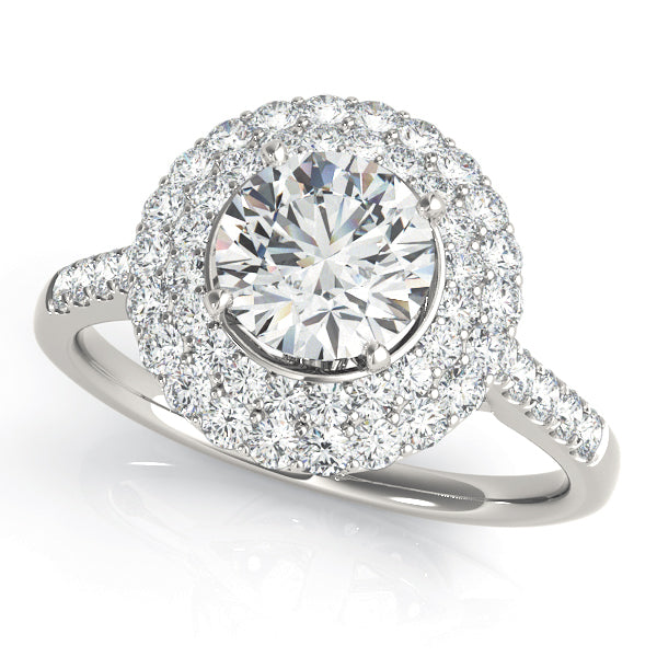 Double Cluster Tulip Cathedral Round Engagement Ring - Elgrissy Diamonds