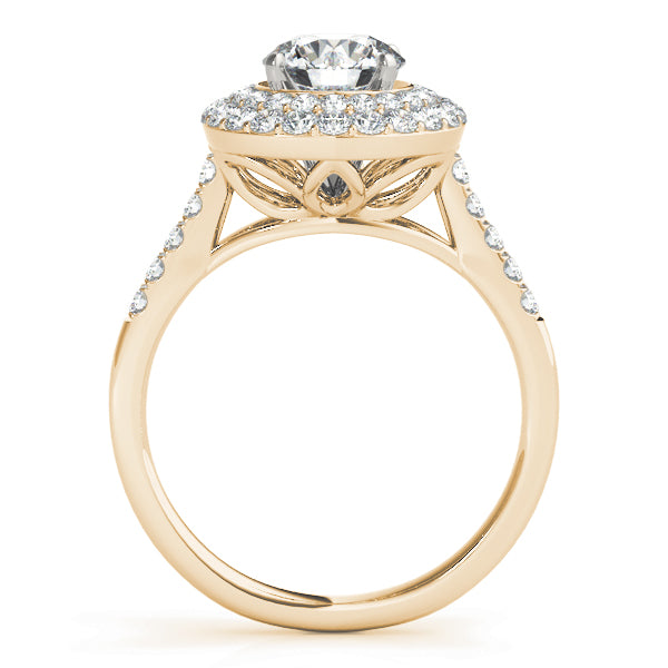 Double Cluster Tulip Cathedral Round Engagement Ring - Elgrissy Diamonds