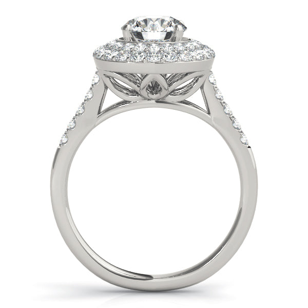 Double Cluster Tulip Cathedral Round Engagement Ring - Elgrissy Diamonds